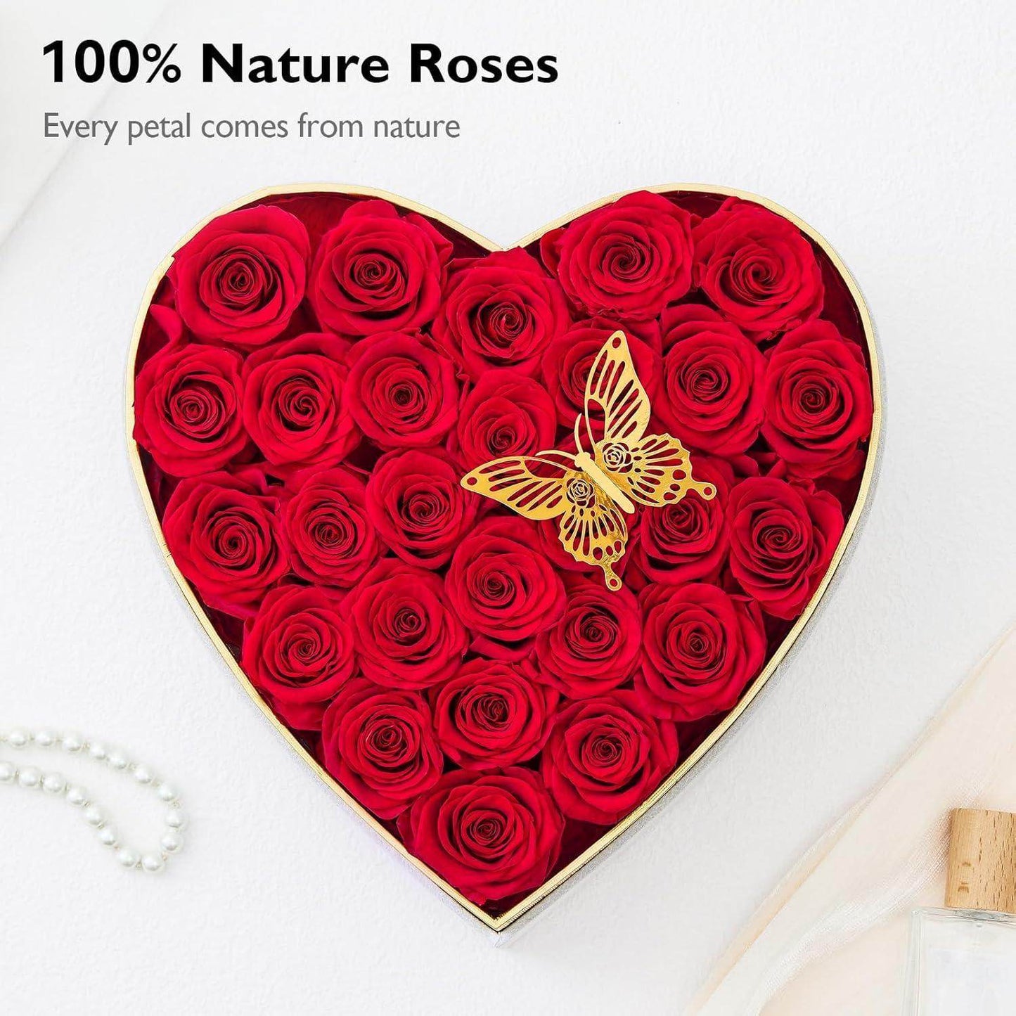 Forever Roses in Heart Box - Unique Treasures