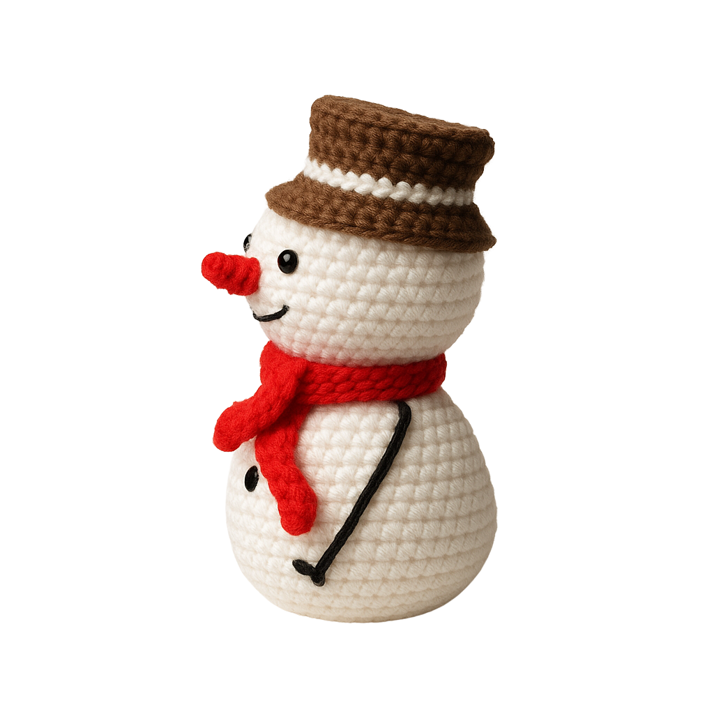 Handmade Crochet Snowman with Hat & Scarf - Unique Treasures