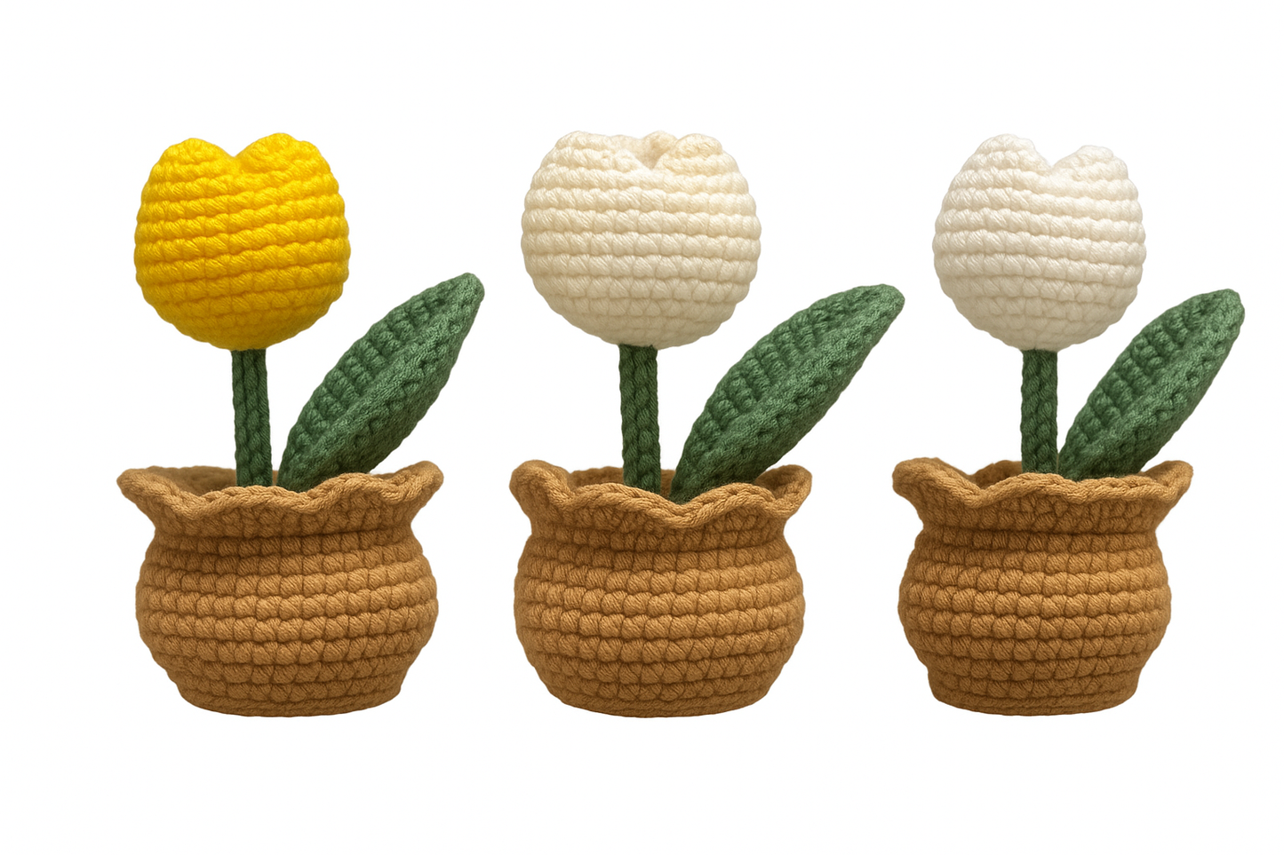 Handmade Crochet Tulip in Pot - Unique Treasures