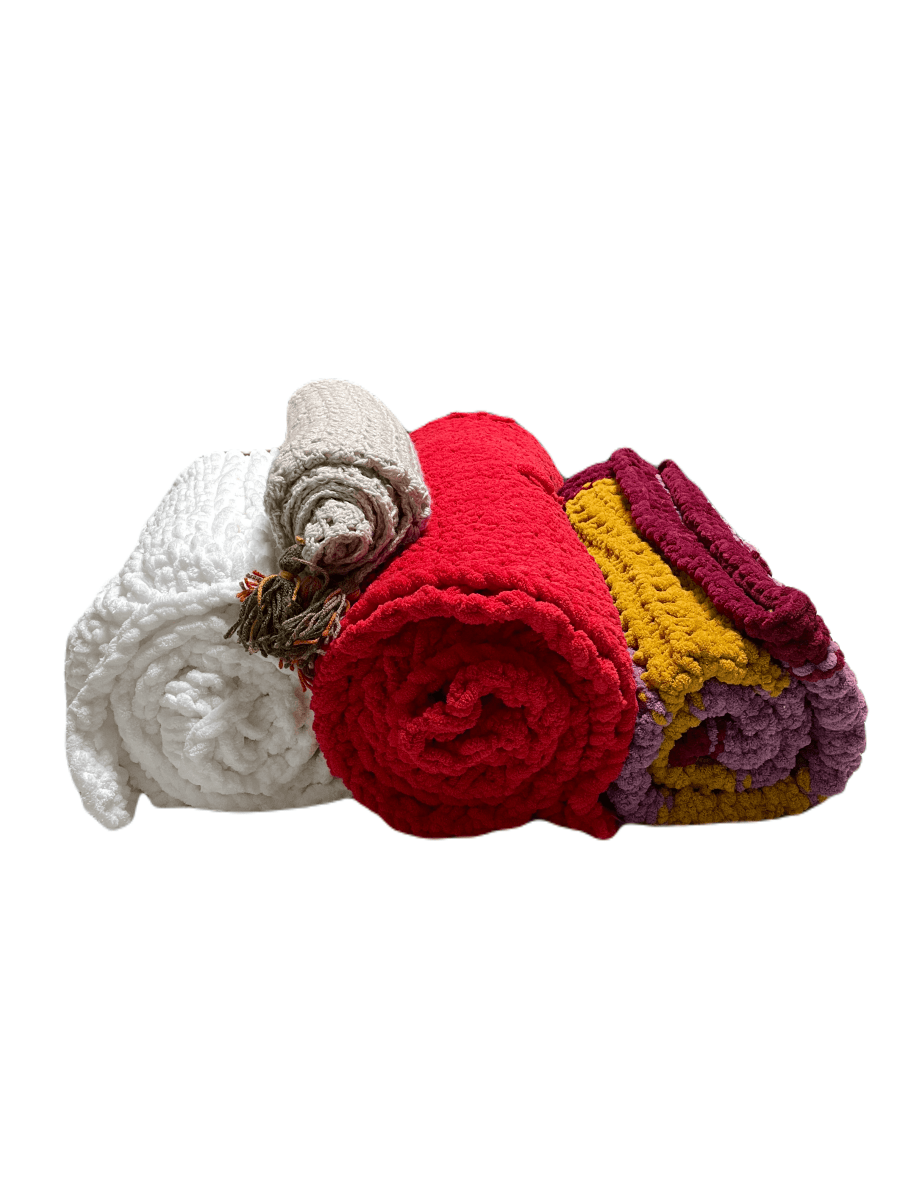 Cozy Red Hand-Knit Blanket - Unique Treasures