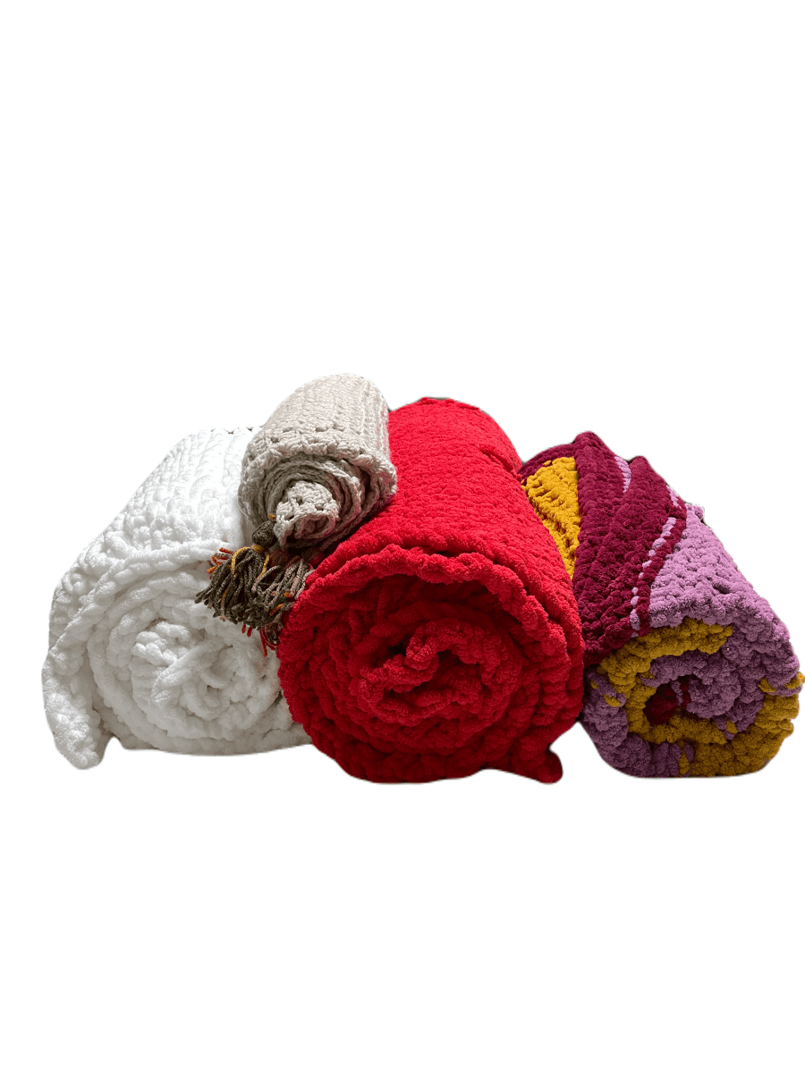 Cozy Red Hand-Knit Blanket - Unique Treasures