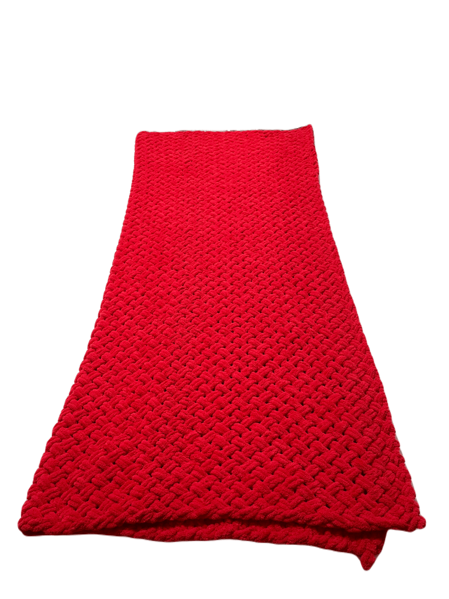 Cozy Red Hand-Knit Blanket - Unique Treasures