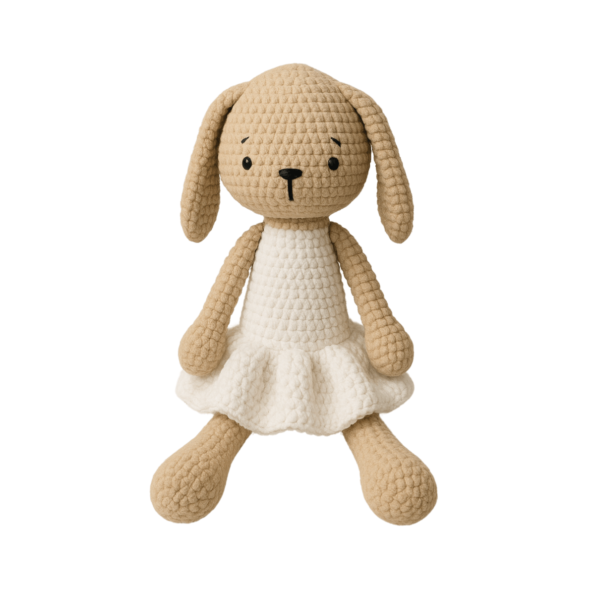 Handmade Crochet Bunny in White Dress - Unique Treasures