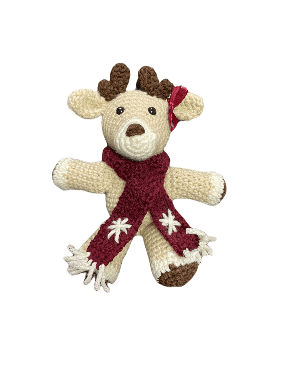 Handmade Crochet Reindeer Doll - Unique Treasures