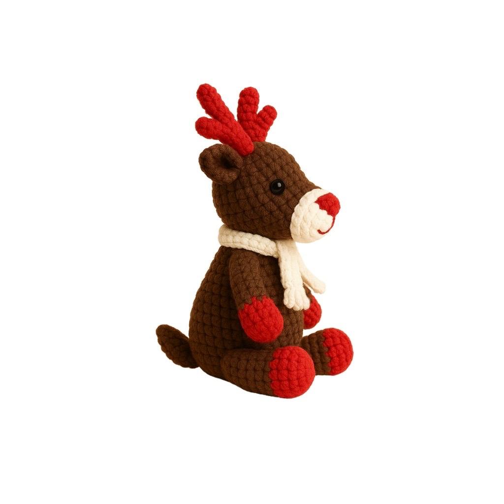Handmade Crochet Reindeer Doll - Unique Treasures