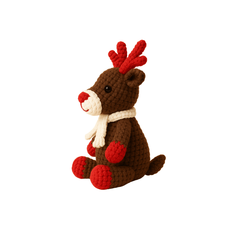 Handmade Crochet Reindeer Doll - Unique Treasures