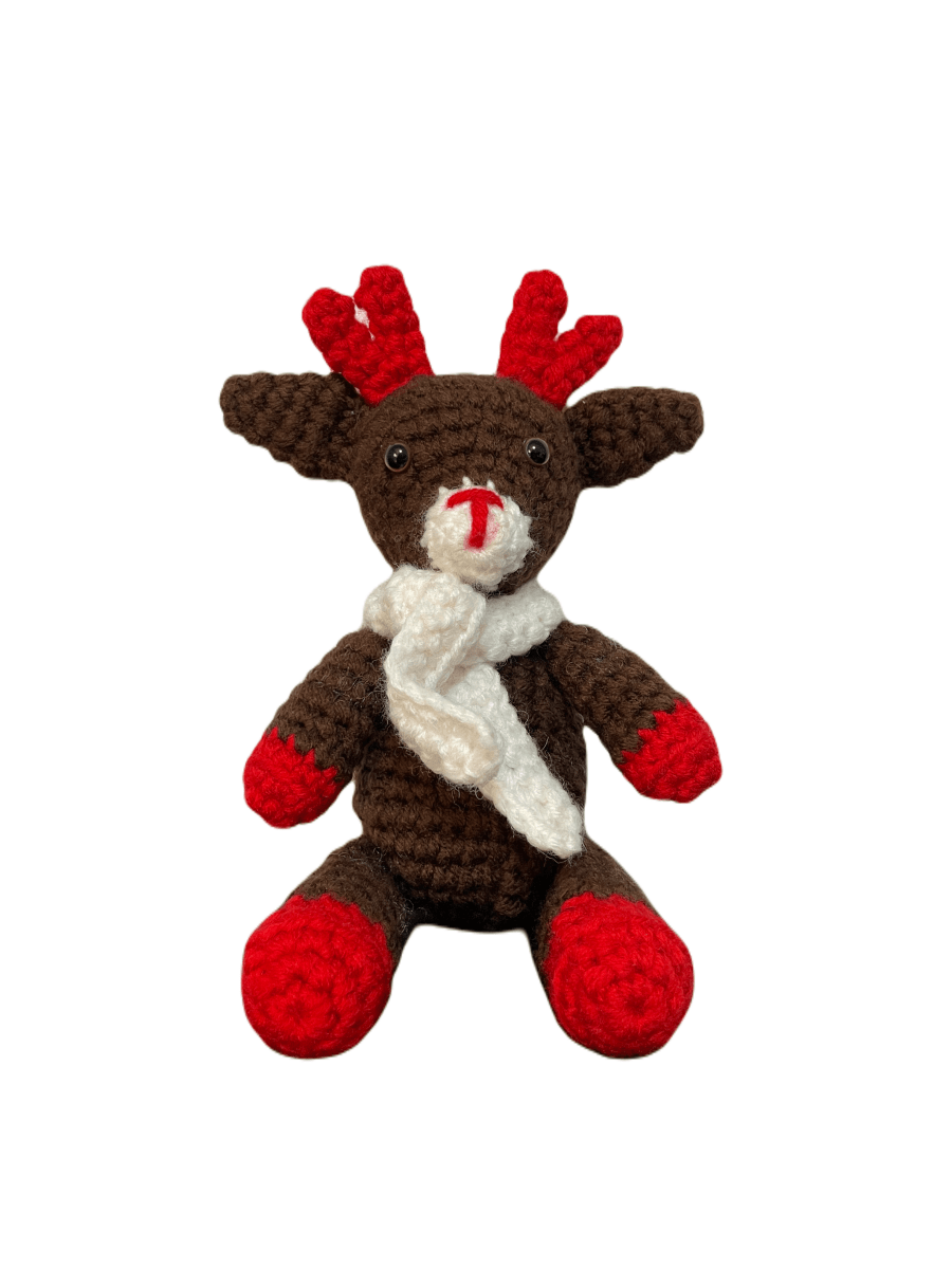 Handmade Crochet Reindeer Doll - Unique Treasures