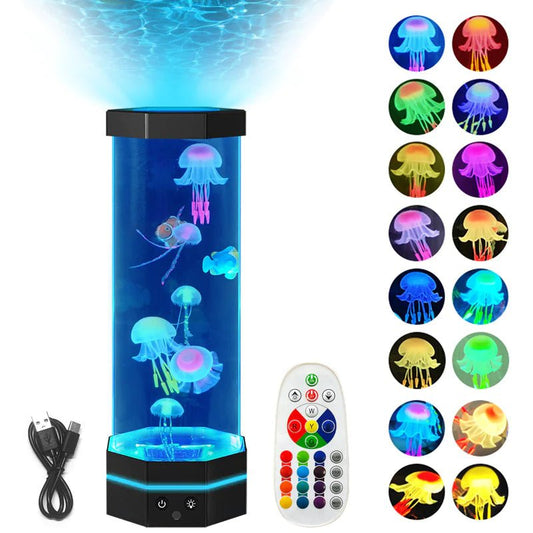 Colorful jellyfish lamp with remote control and LED lights
