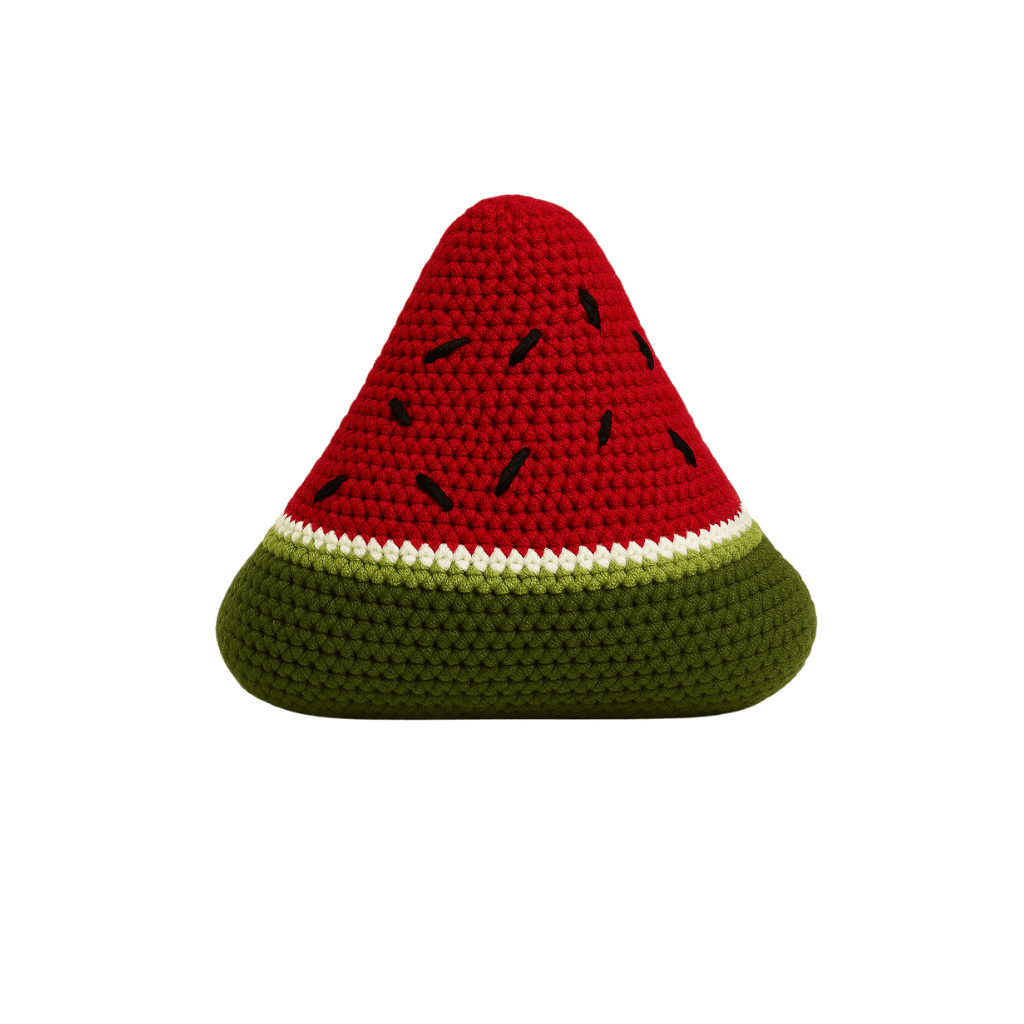 Knitted watermelon slice toy