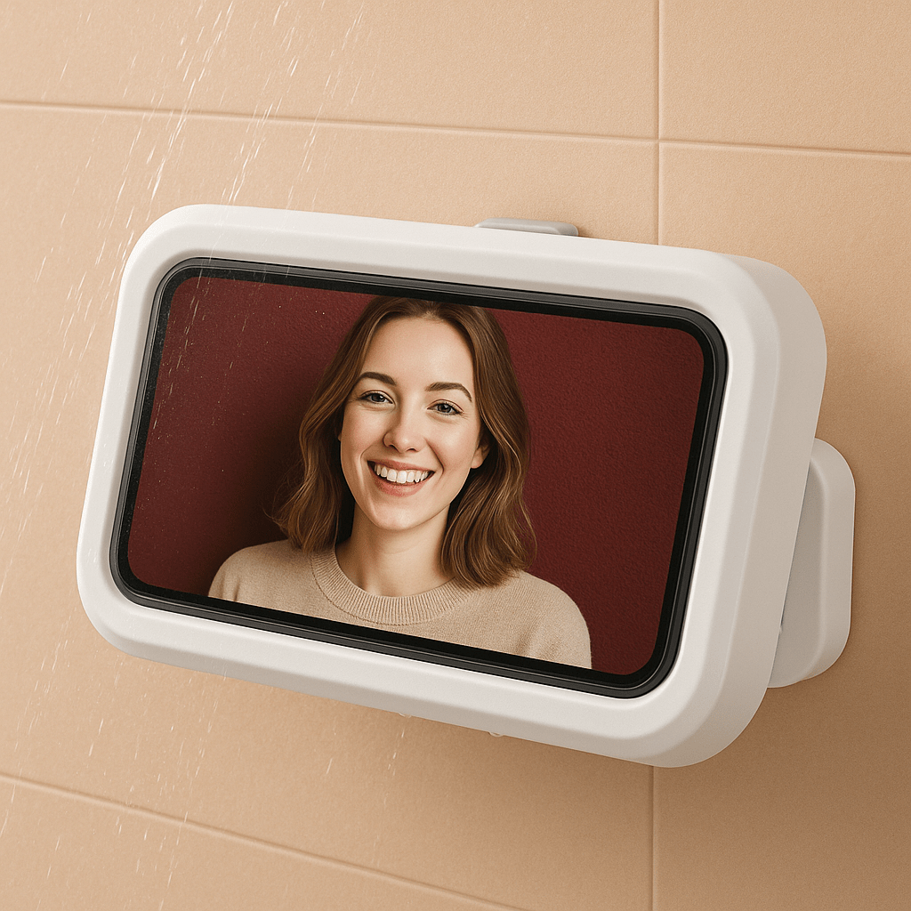 A White Waterproof Touchscreen Rotatable Phone Holder