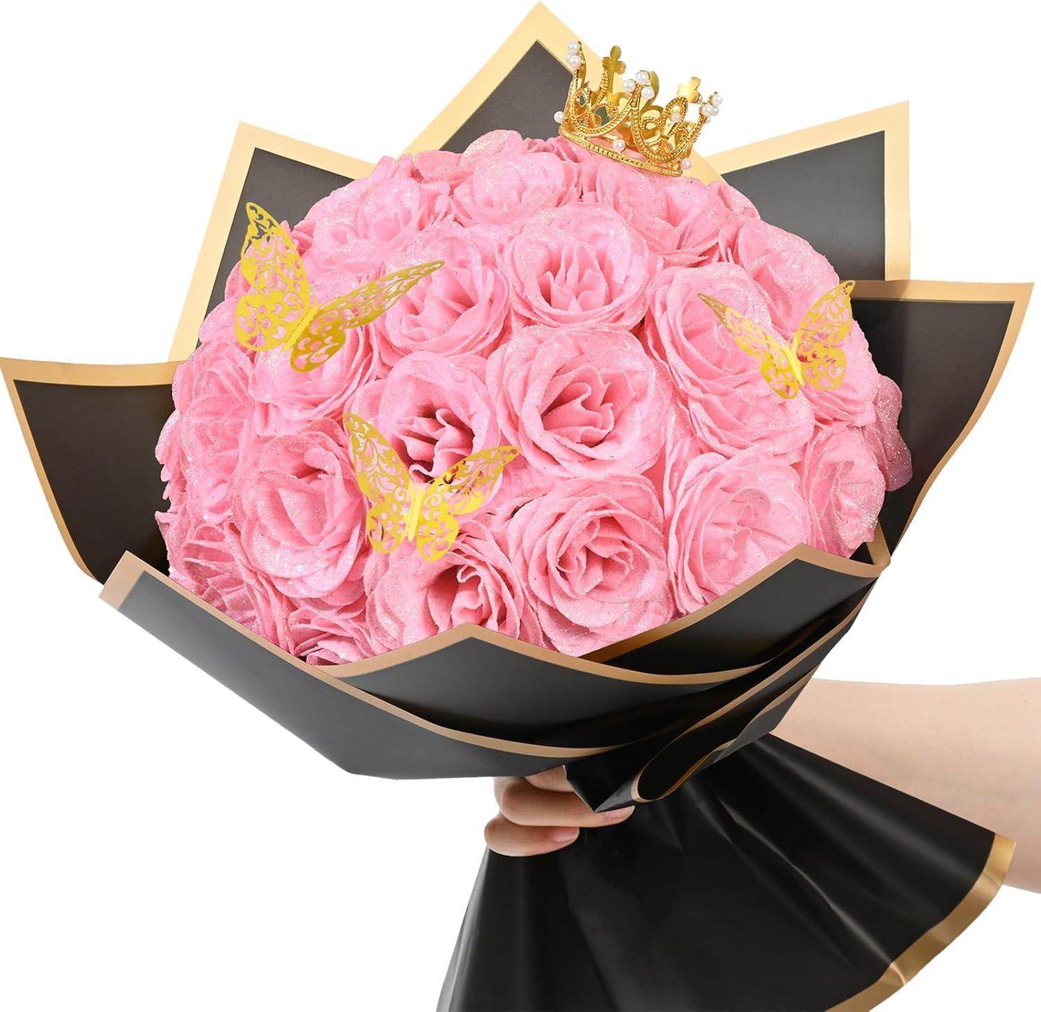 Glitter Everlasting Roses Bouquet - Unique Treasures