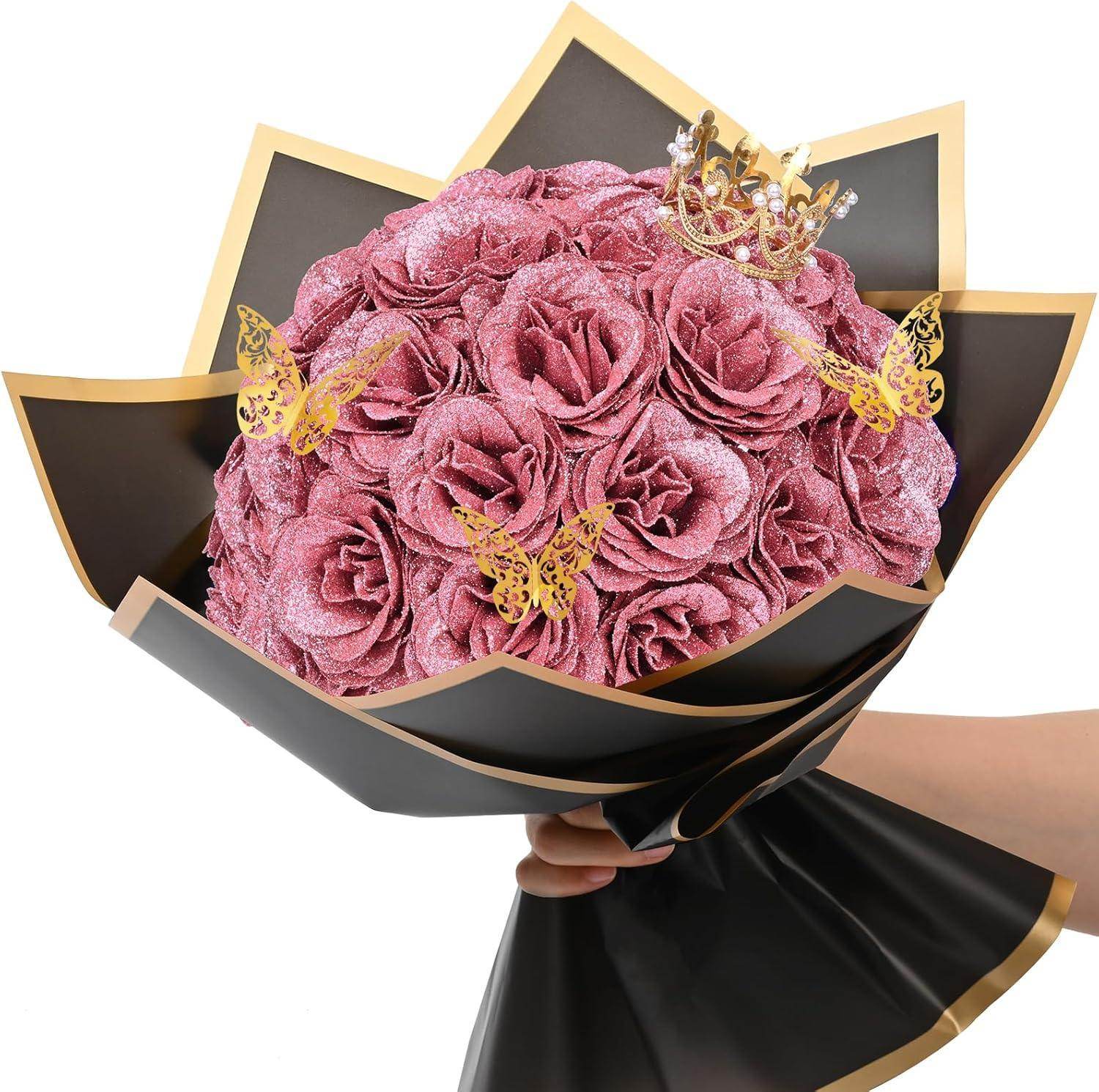 Glitter Everlasting Roses Bouquet - Unique Treasures