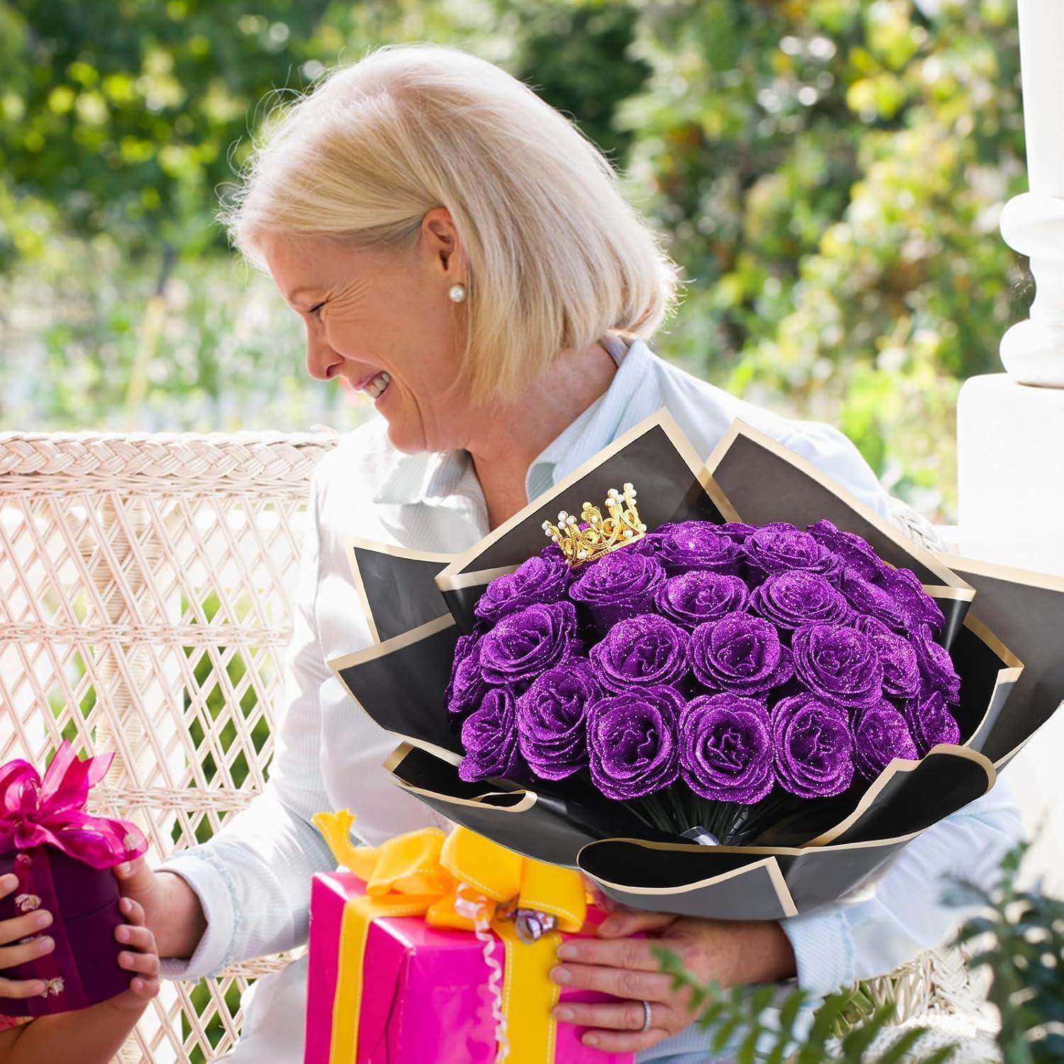 Glitter Everlasting Roses Bouquet - Unique Treasures