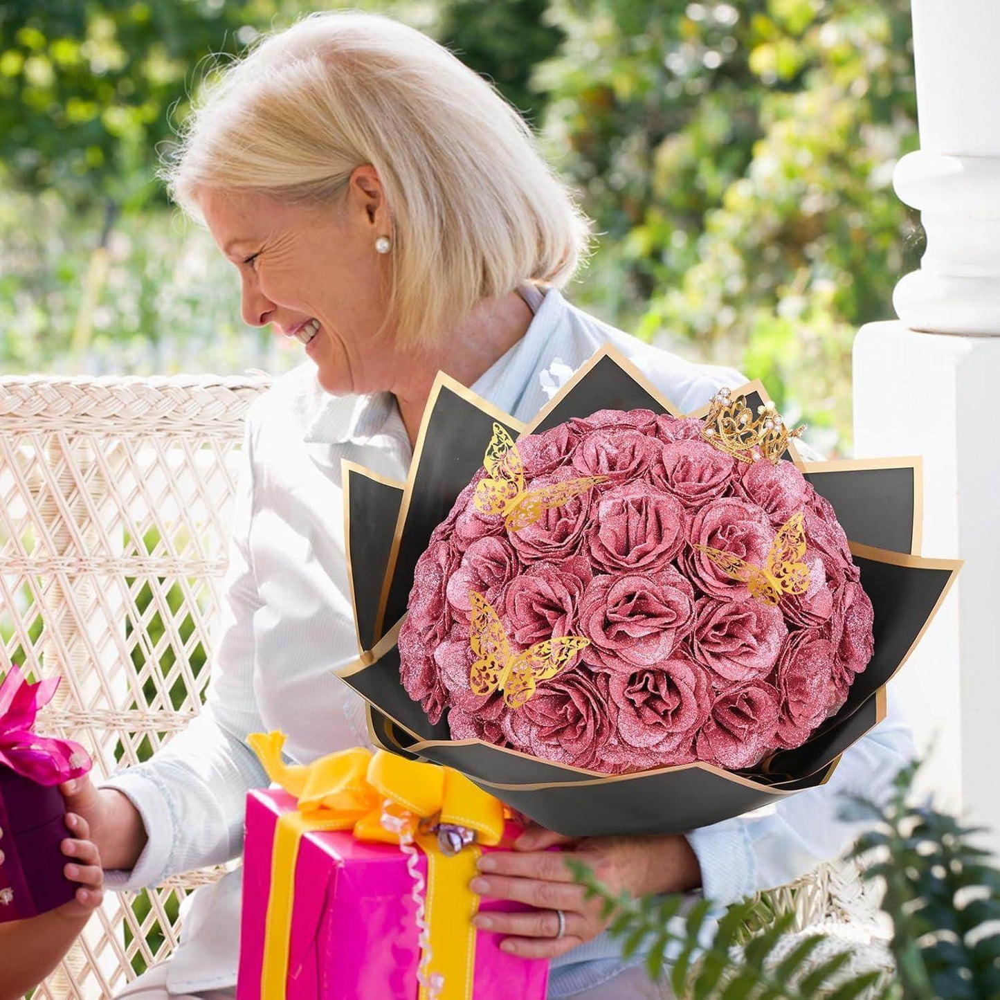 Glitter Everlasting Roses Bouquet - Unique Treasures