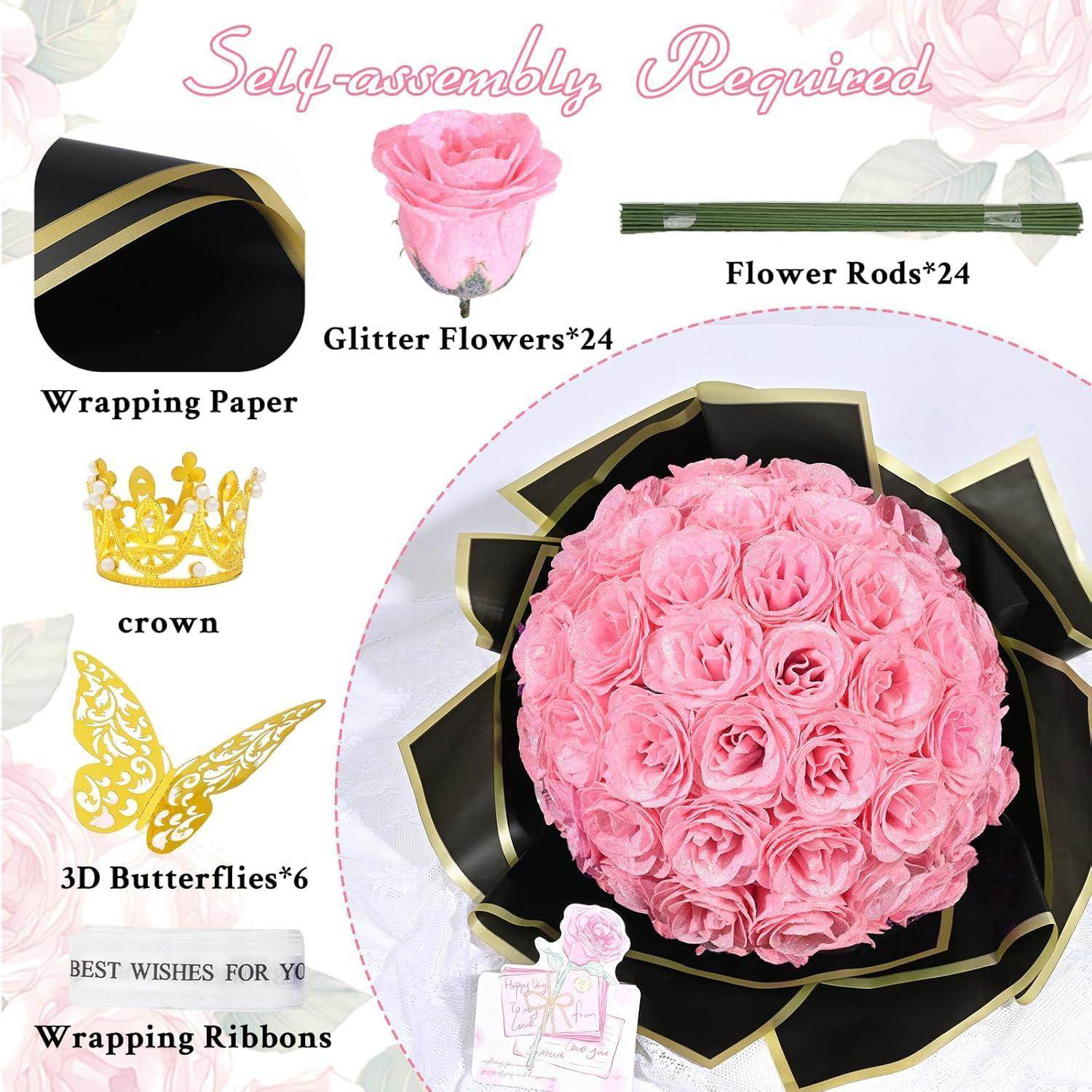Glitter Everlasting Roses Bouquet - Unique Treasures