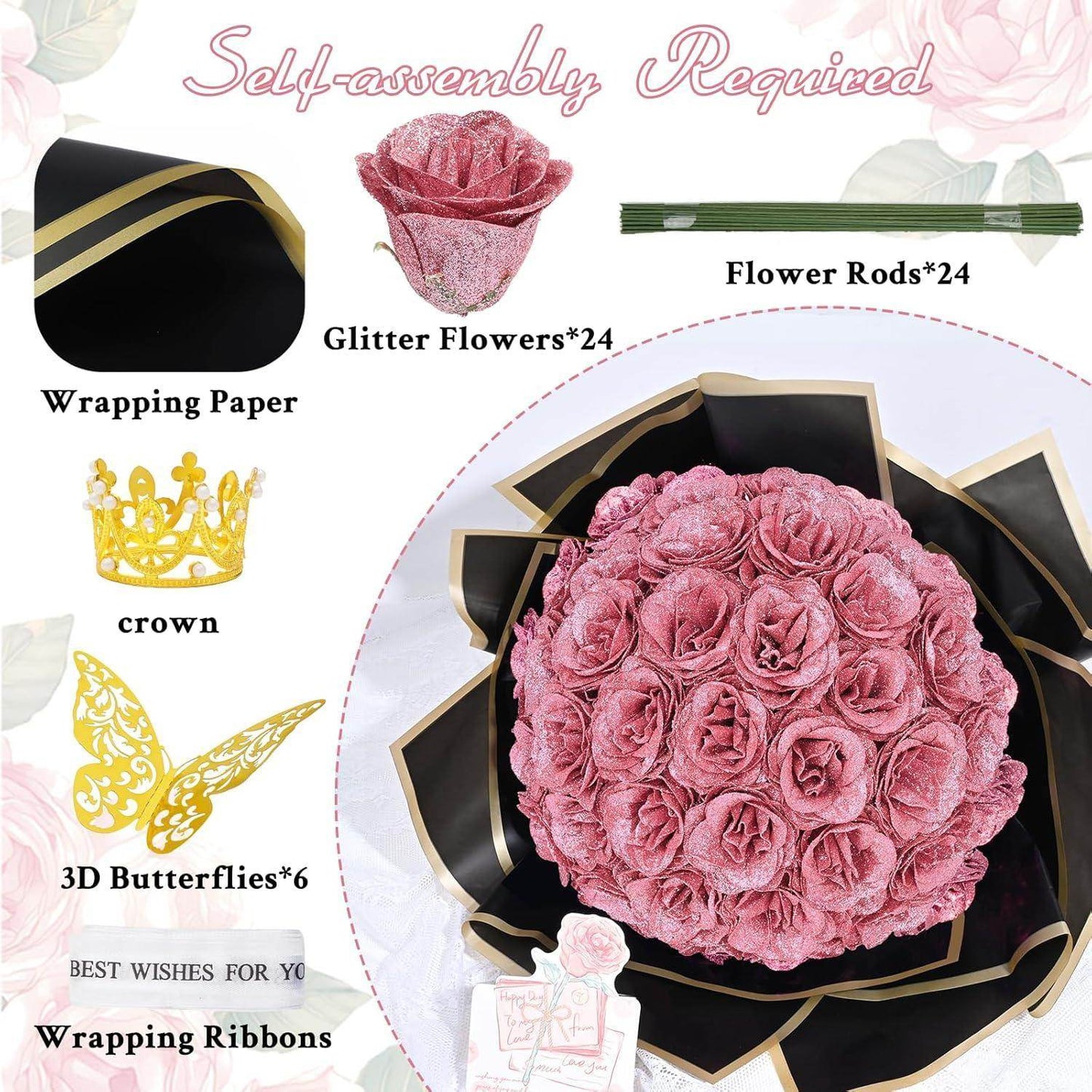 Glitter Everlasting Roses Bouquet - Unique Treasures