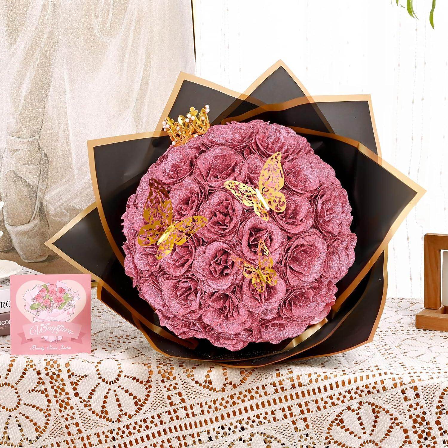 Glitter Everlasting Roses Bouquet - Unique Treasures
