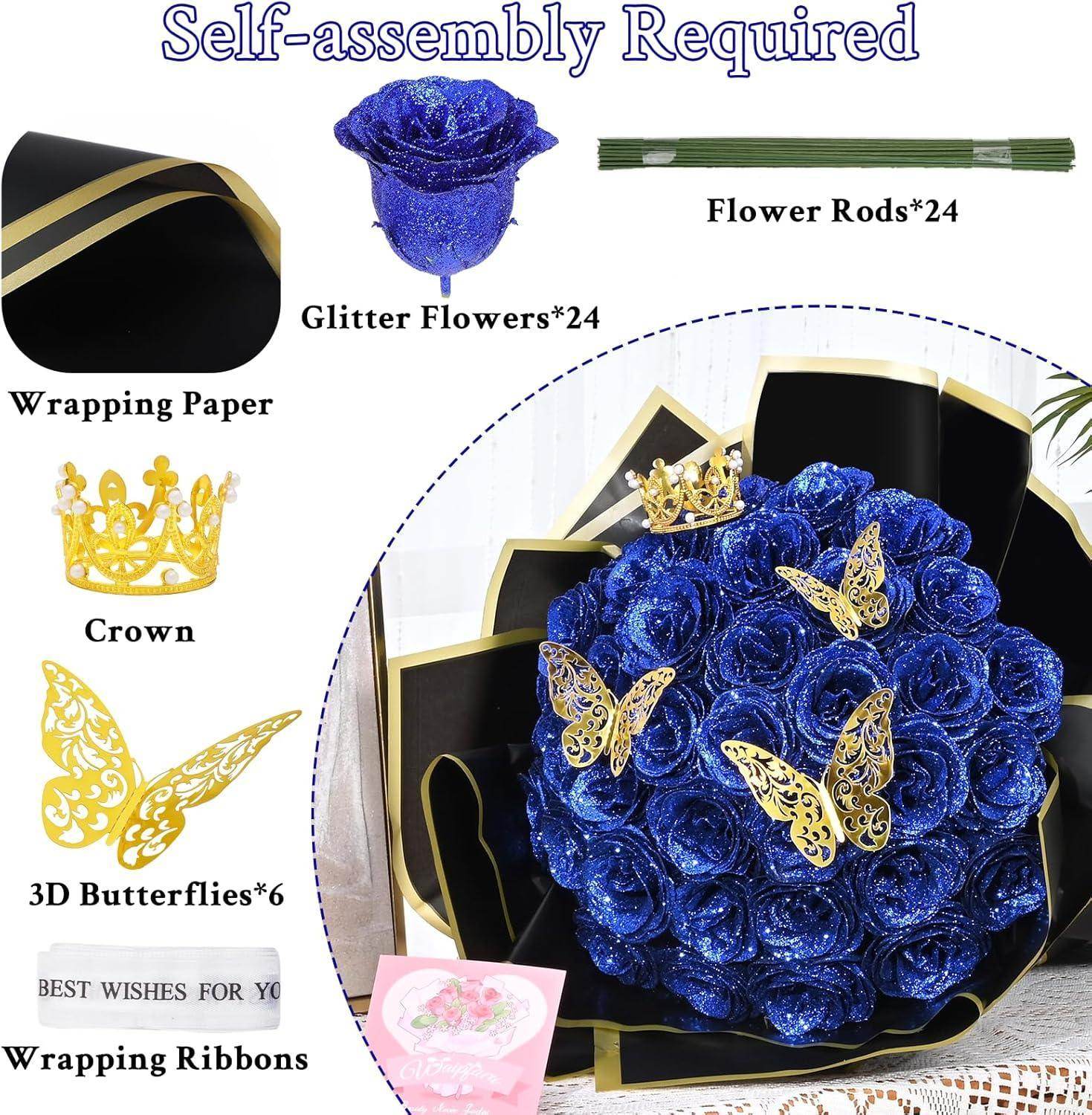 Glitter Everlasting Roses Bouquet - Unique Treasures