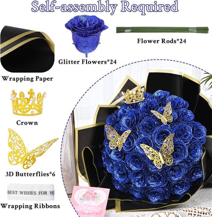 Glitter Everlasting Roses Bouquet - Unique Treasures