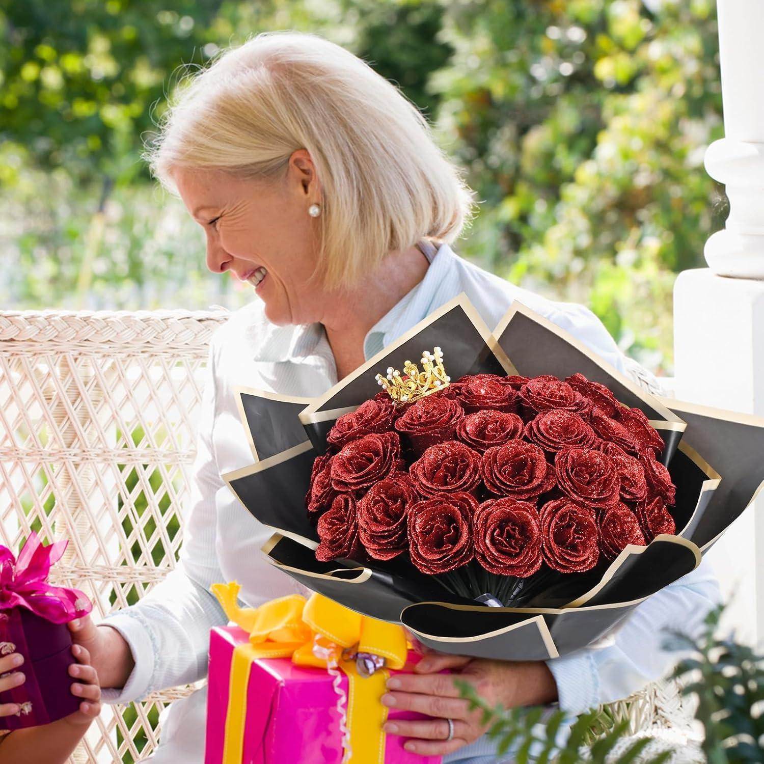 Glitter Everlasting Roses Bouquet - Unique Treasures