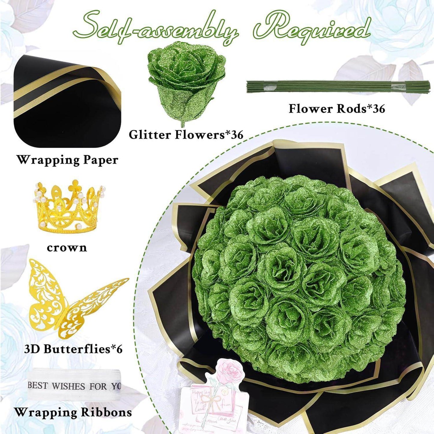 Glitter Everlasting Roses Bouquet - Unique Treasures