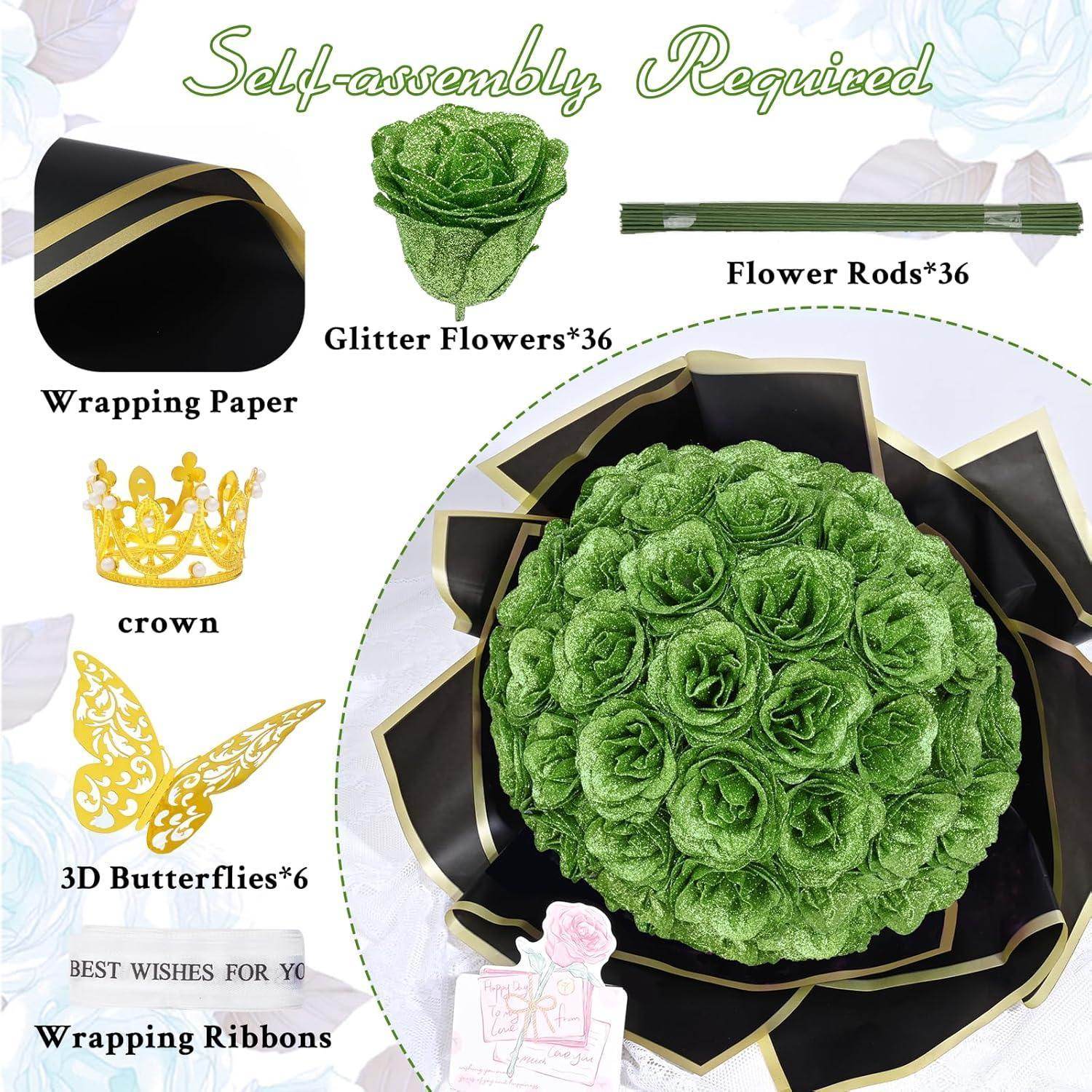 Glitter Everlasting Roses Bouquet - Unique Treasures