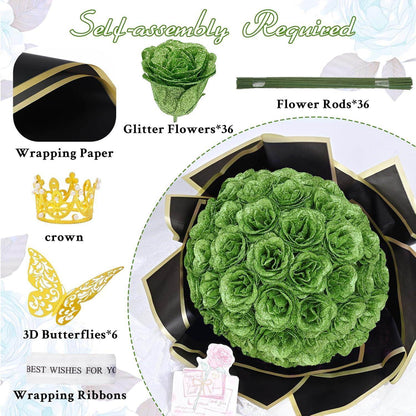 Glitter Everlasting Roses Bouquet - Unique Treasures