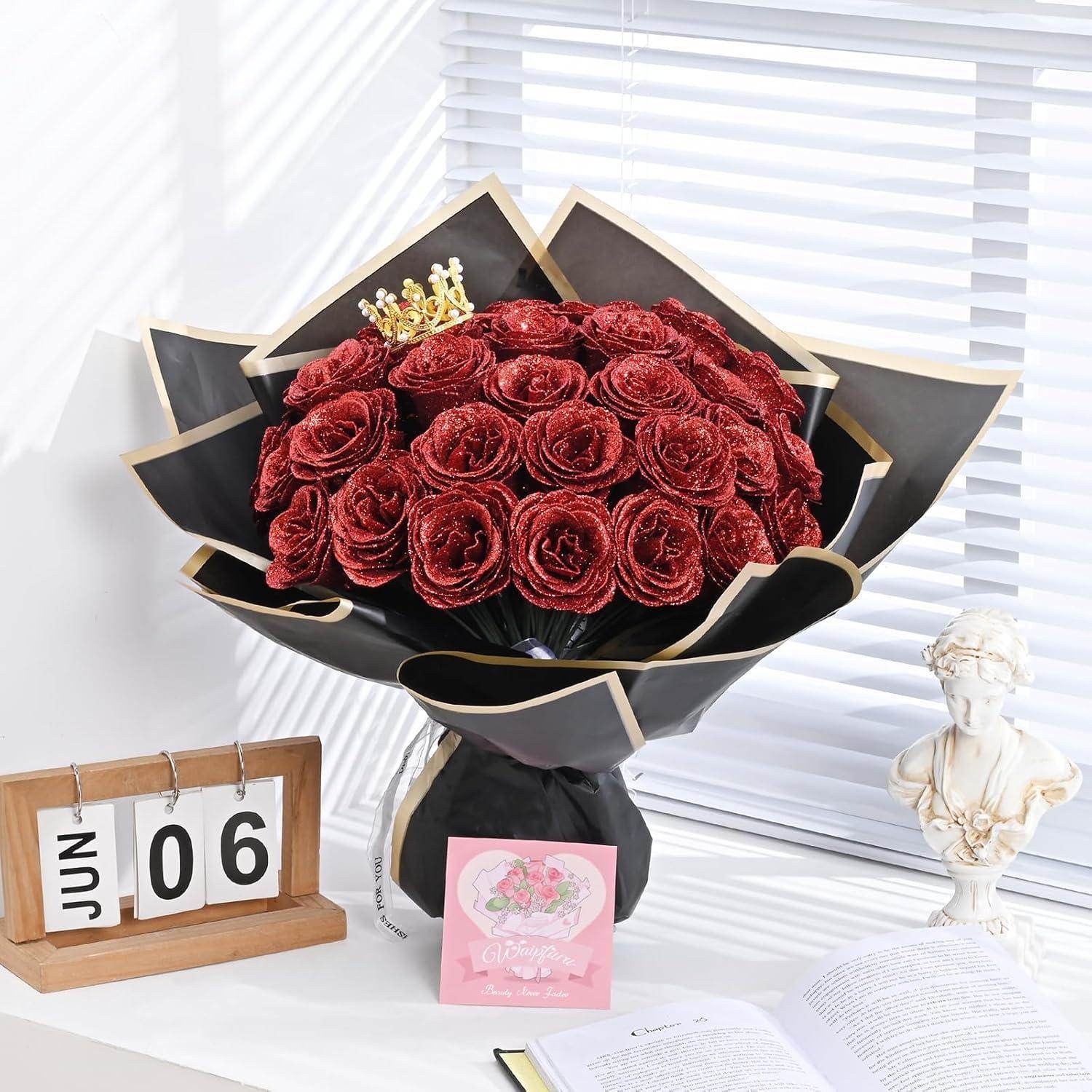 Glitter Everlasting Roses Bouquet - Unique Treasures