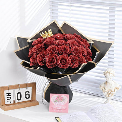 Glitter Everlasting Roses Bouquet - Unique Treasures