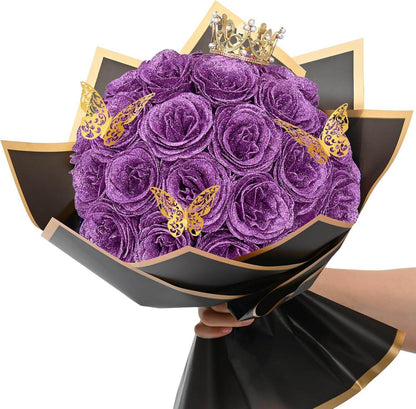 Glitter Everlasting Roses Bouquet - Unique Treasures