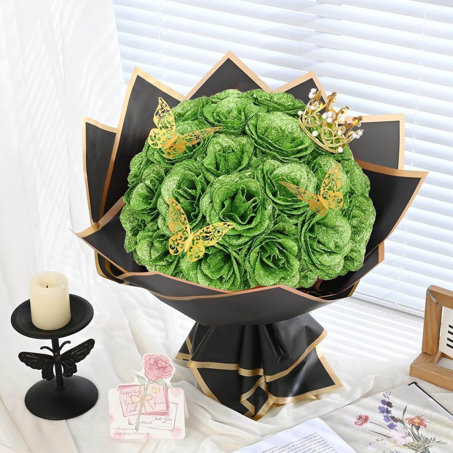 Glitter Everlasting Roses Bouquet - Unique Treasures