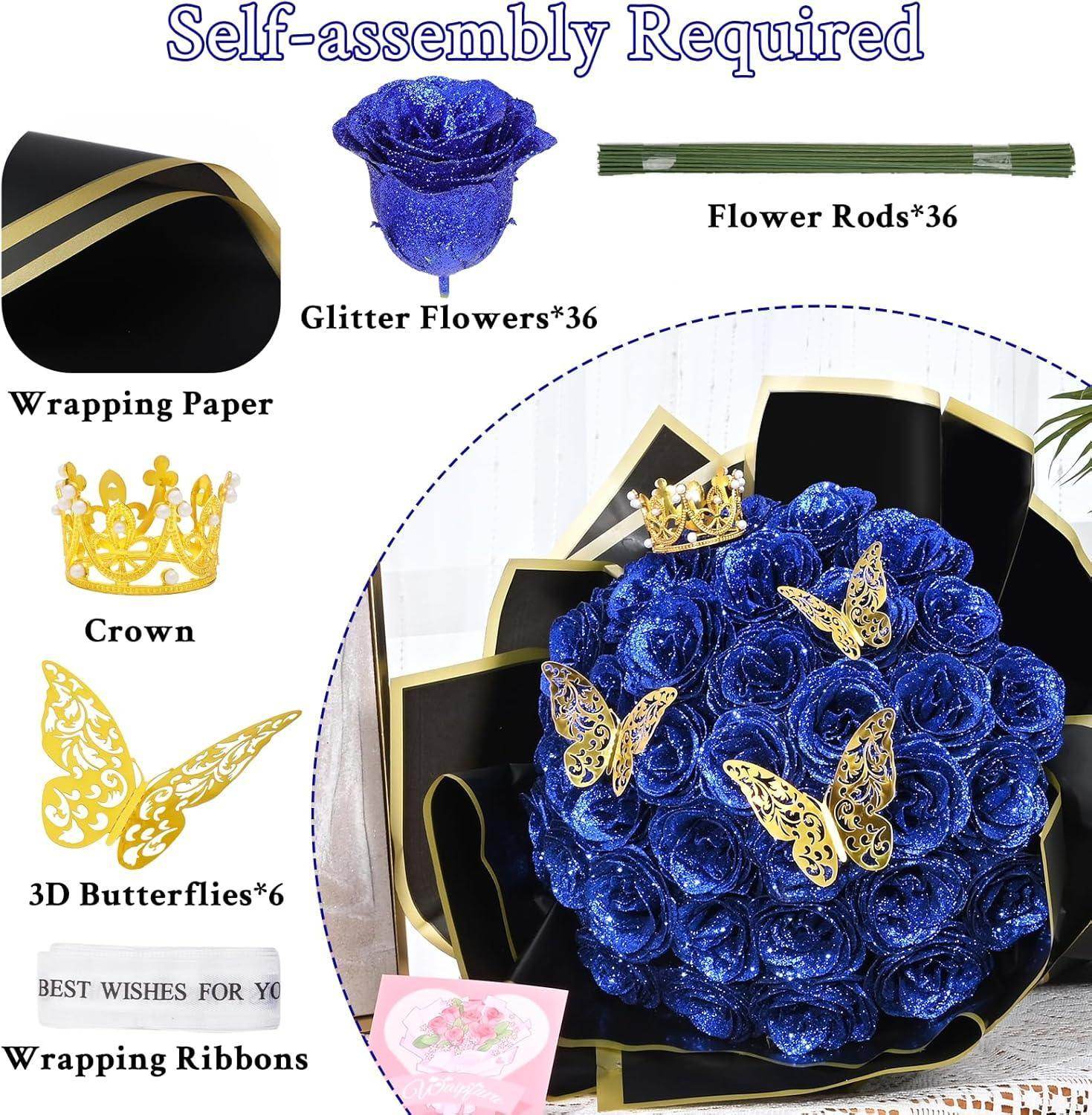 Glitter Everlasting Roses Bouquet - Unique Treasures