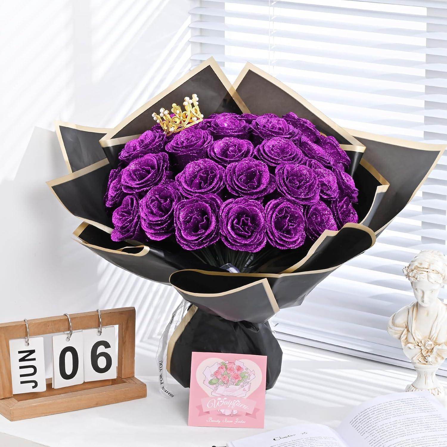 Glitter Everlasting Roses Bouquet - Unique Treasures