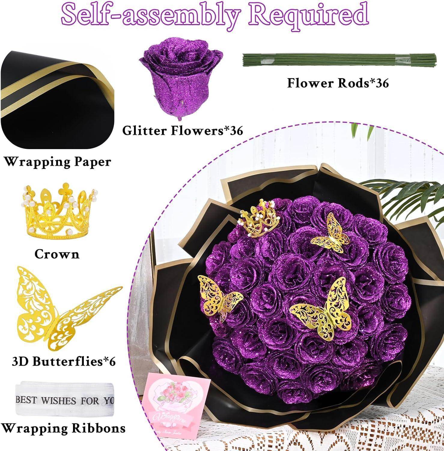 Glitter Everlasting Roses Bouquet - Unique Treasures