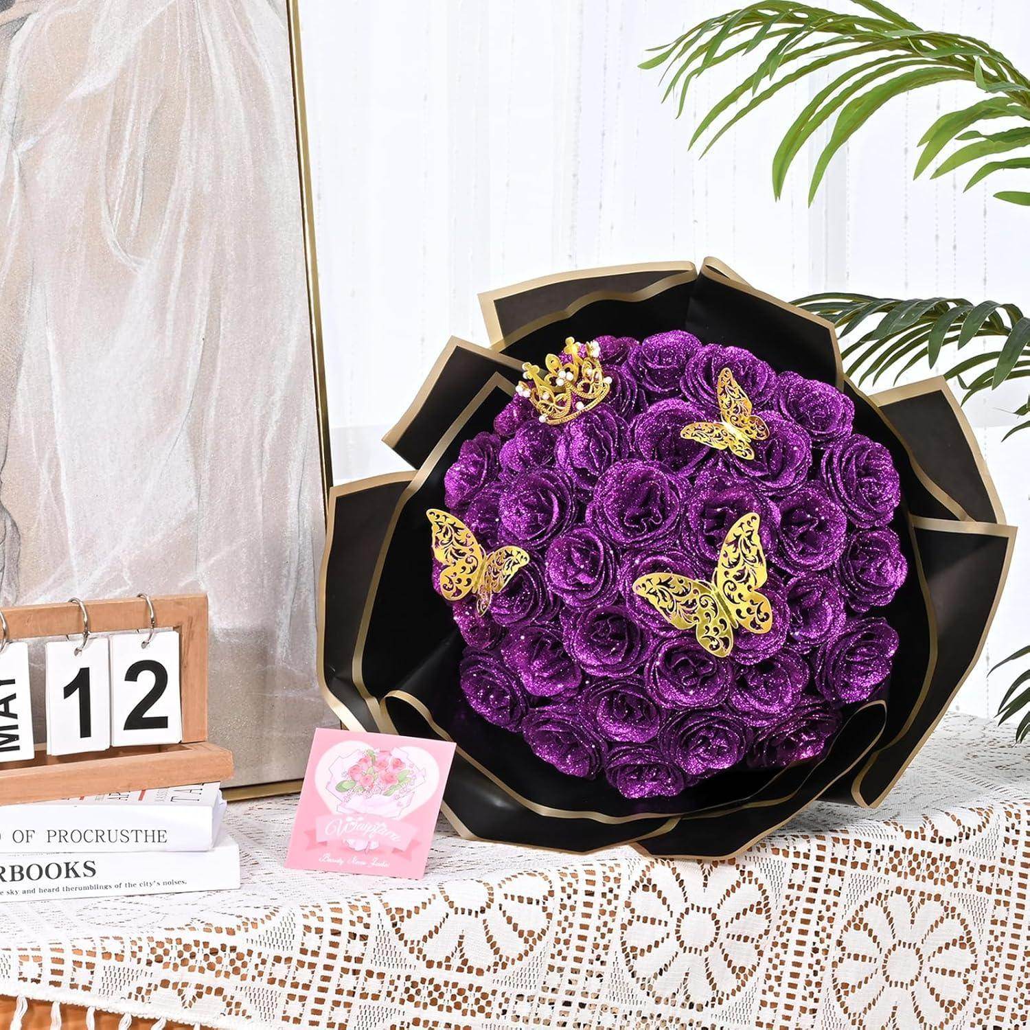 Glitter Everlasting Roses Bouquet - Unique Treasures