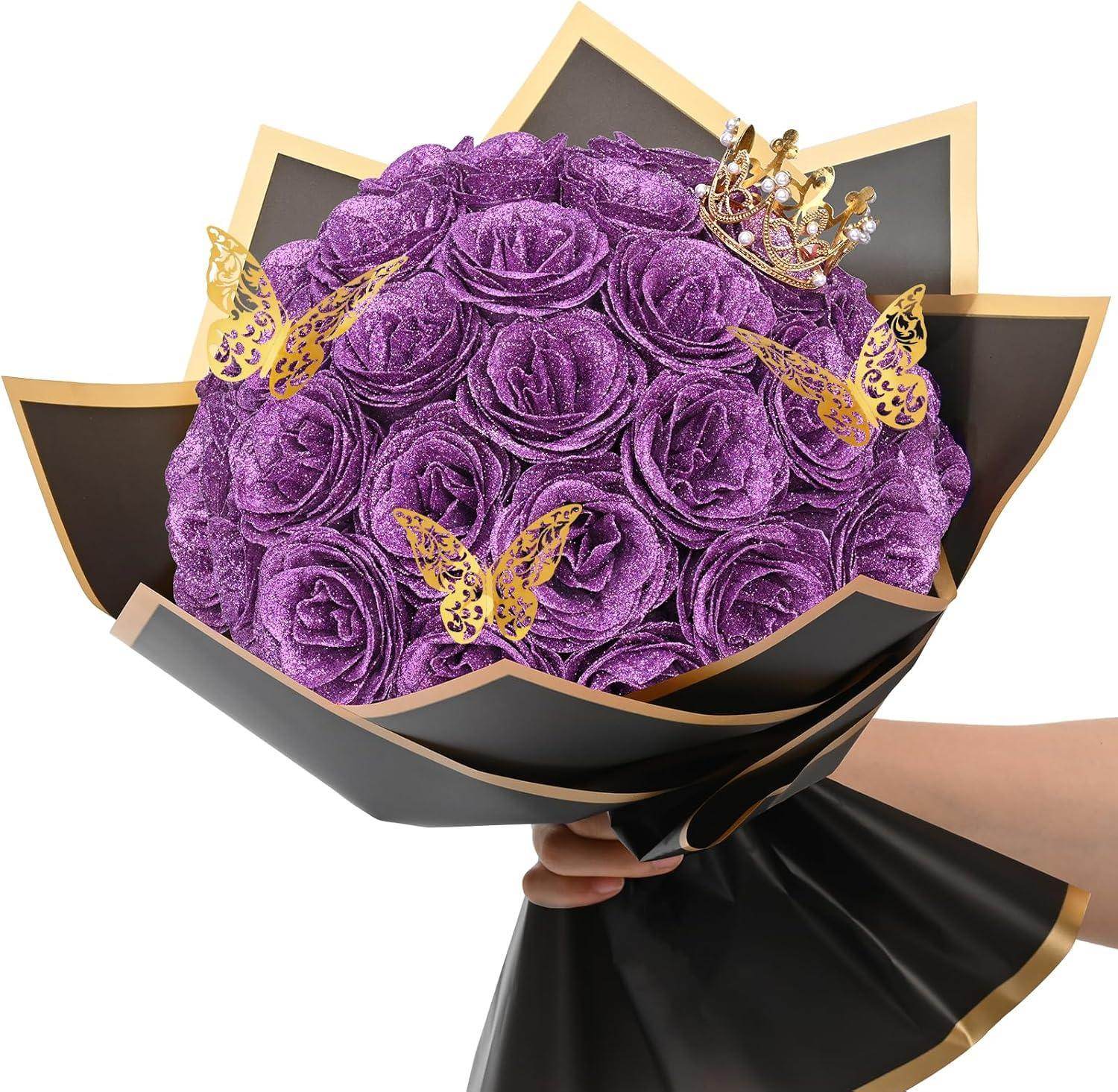 Glitter Everlasting Roses Bouquet - Unique Treasures