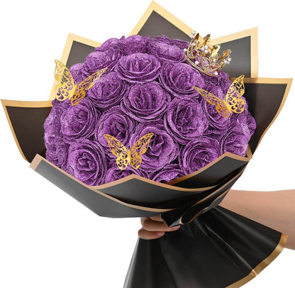 Glitter Everlasting Roses Bouquet - Unique Treasures