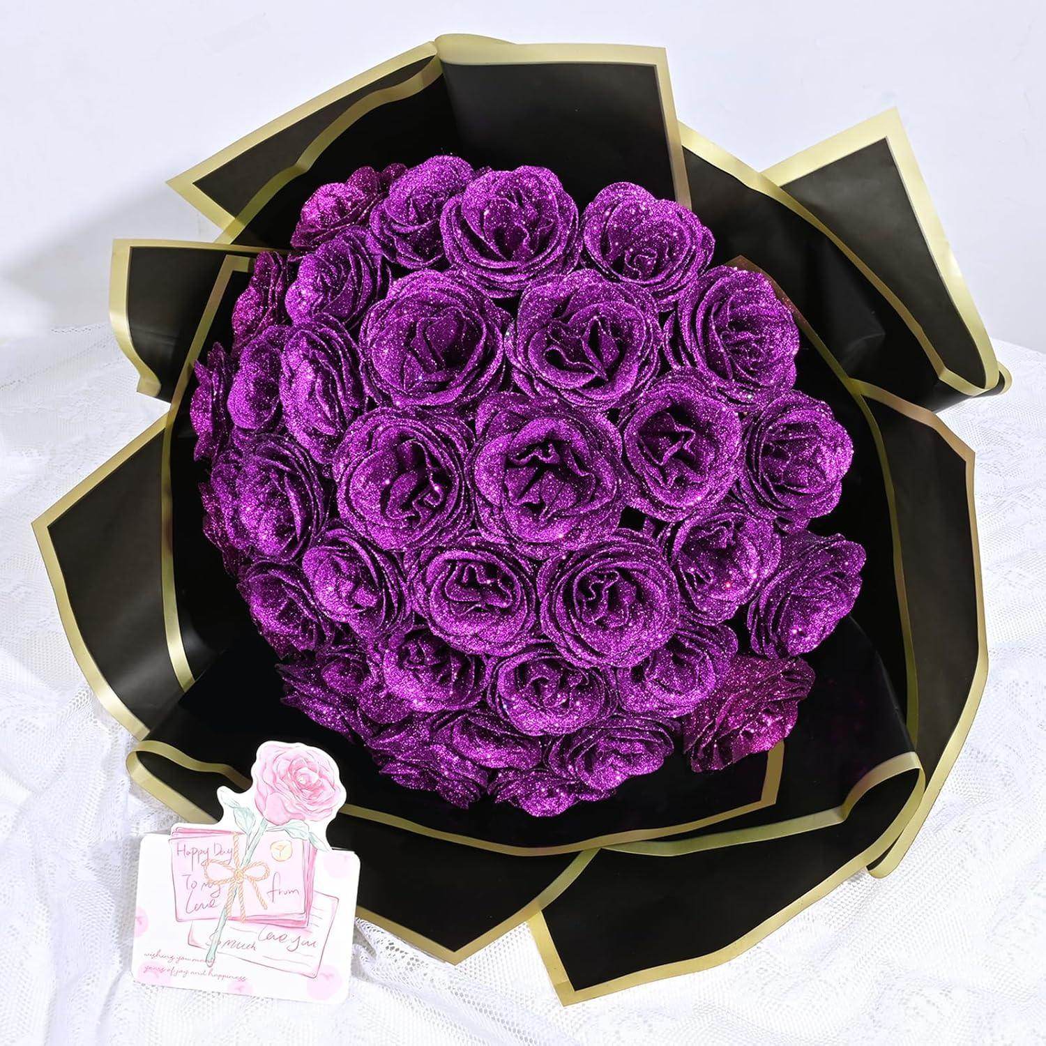 Glitter Everlasting Roses Bouquet - Unique Treasures
