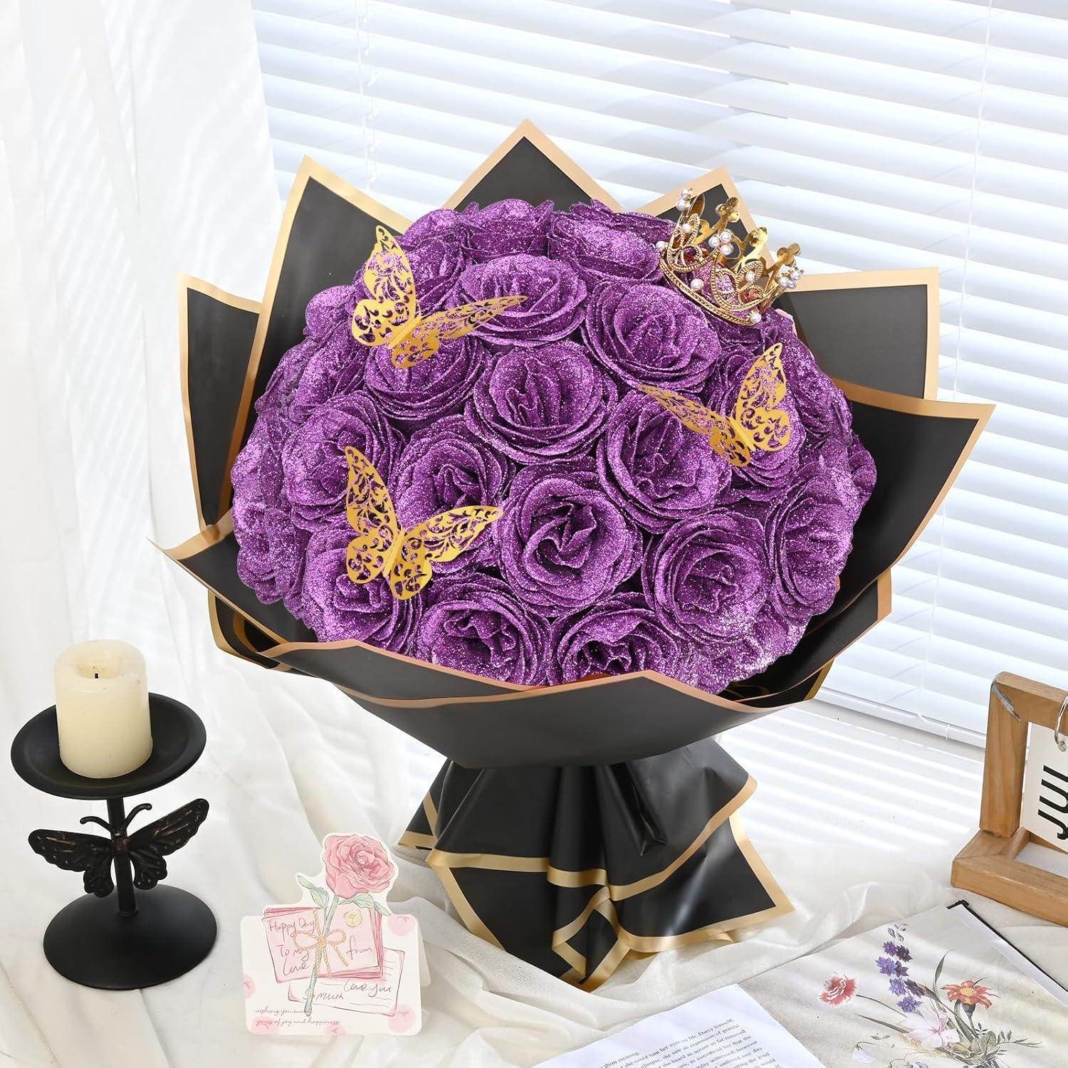 Glitter Everlasting Roses Bouquet - Unique Treasures