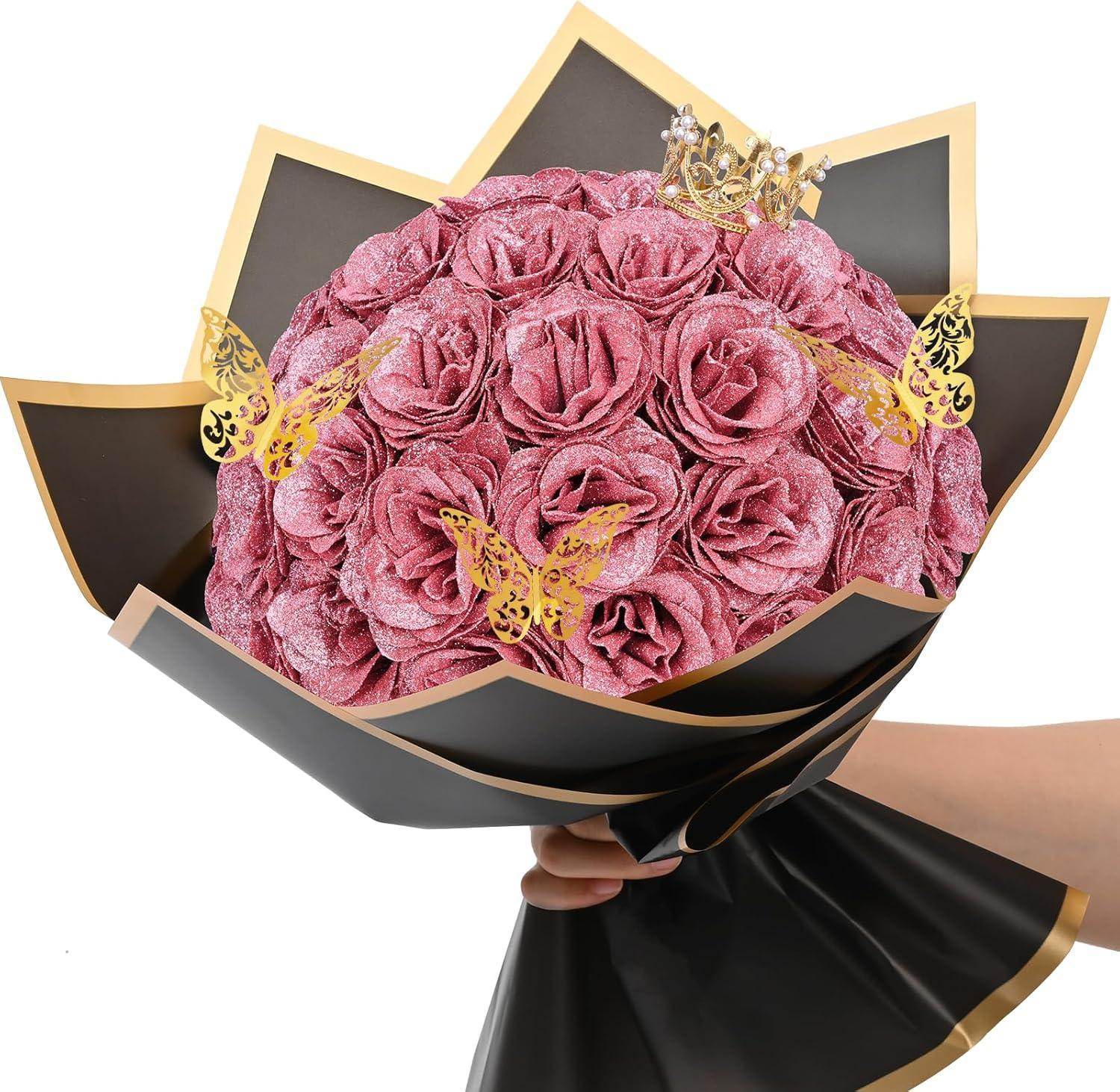 Glitter Everlasting Roses Bouquet - Unique Treasures