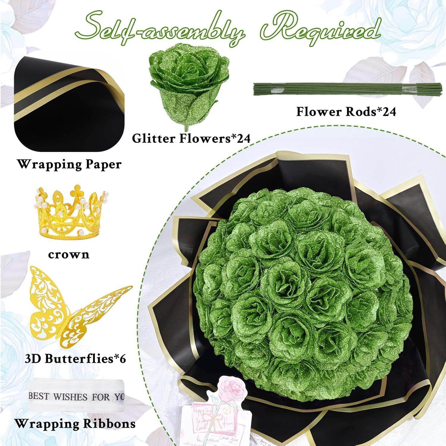 Glitter Everlasting Roses Bouquet - Unique Treasures
