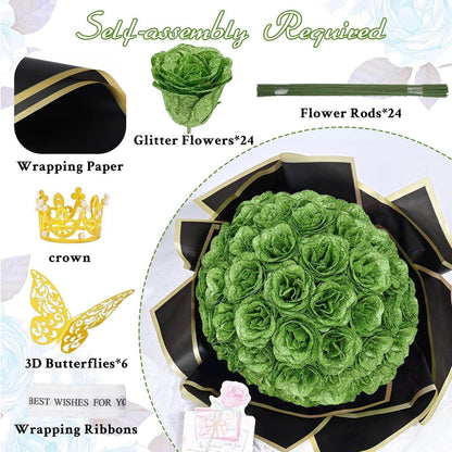 Glitter Everlasting Roses Bouquet - Unique Treasures
