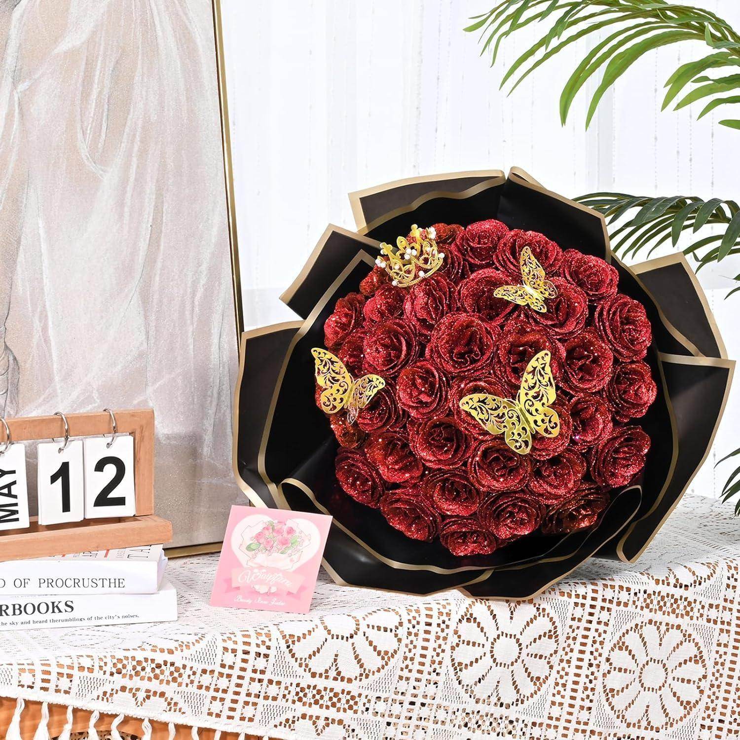 Glitter Everlasting Roses Bouquet - Unique Treasures
