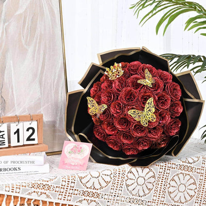 Glitter Everlasting Roses Bouquet - Unique Treasures