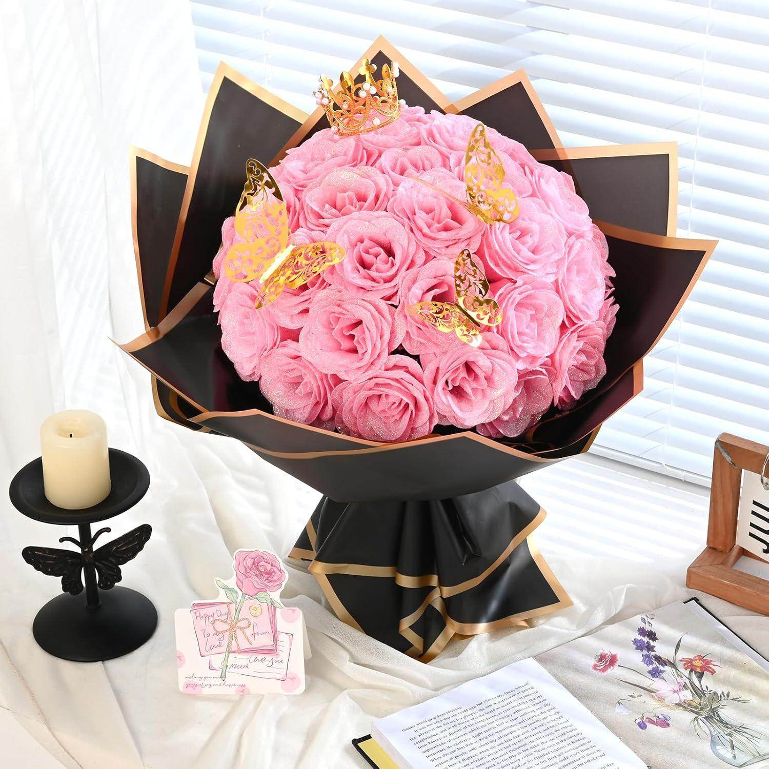 Glitter Everlasting Roses Bouquet - Unique Treasures