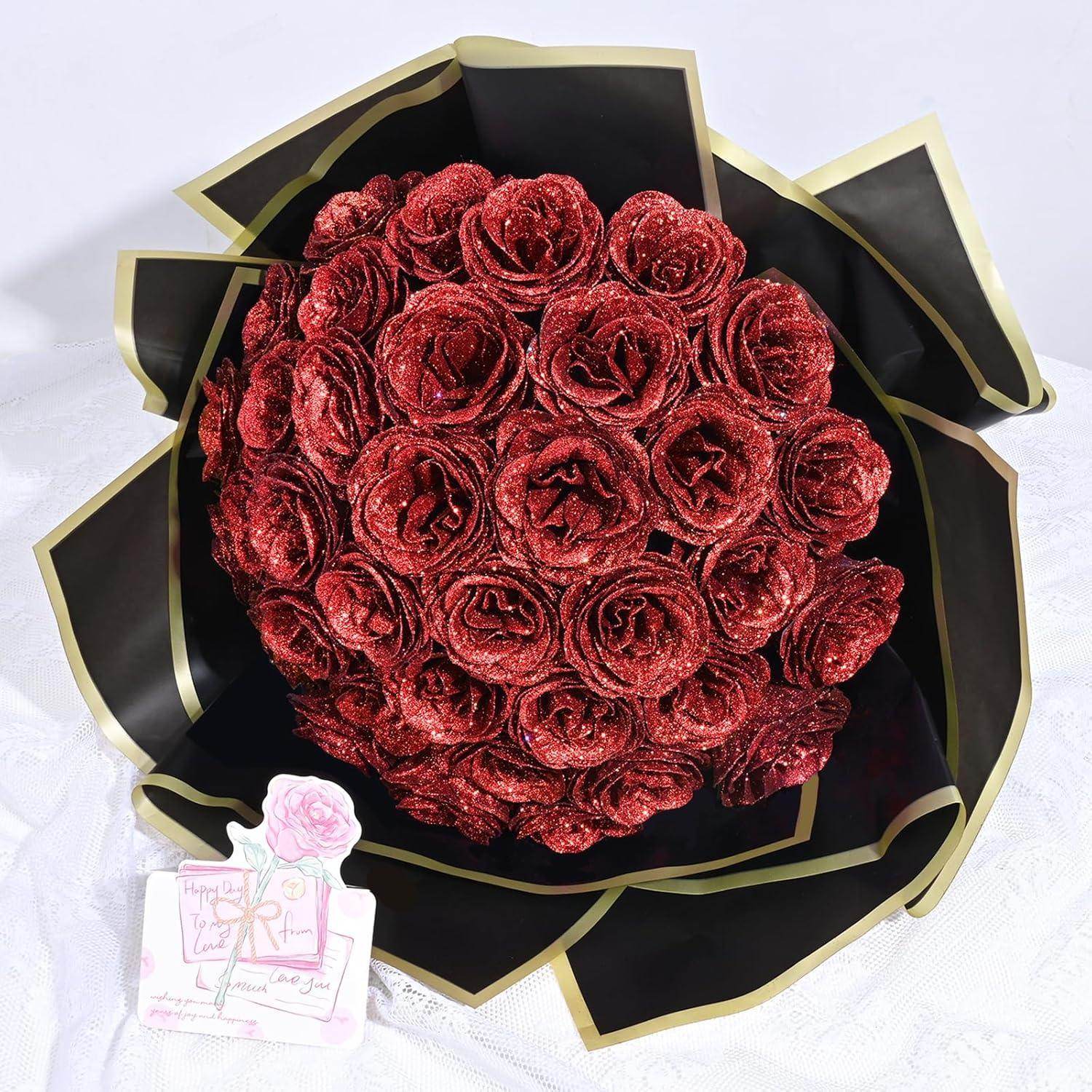 Glitter Everlasting Roses Bouquet - Unique Treasures