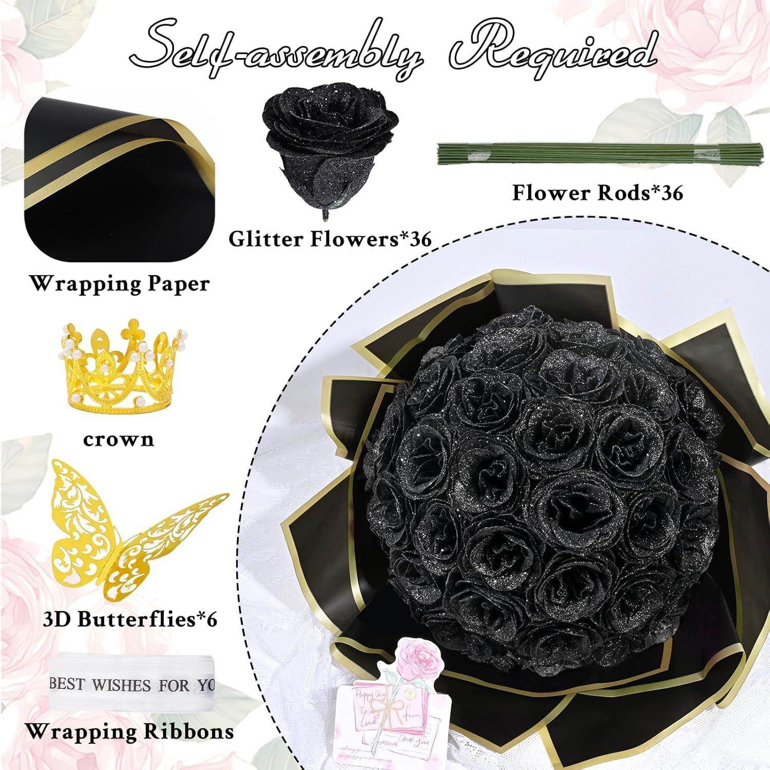 Glitter Everlasting Roses Bouquet - Unique Treasures