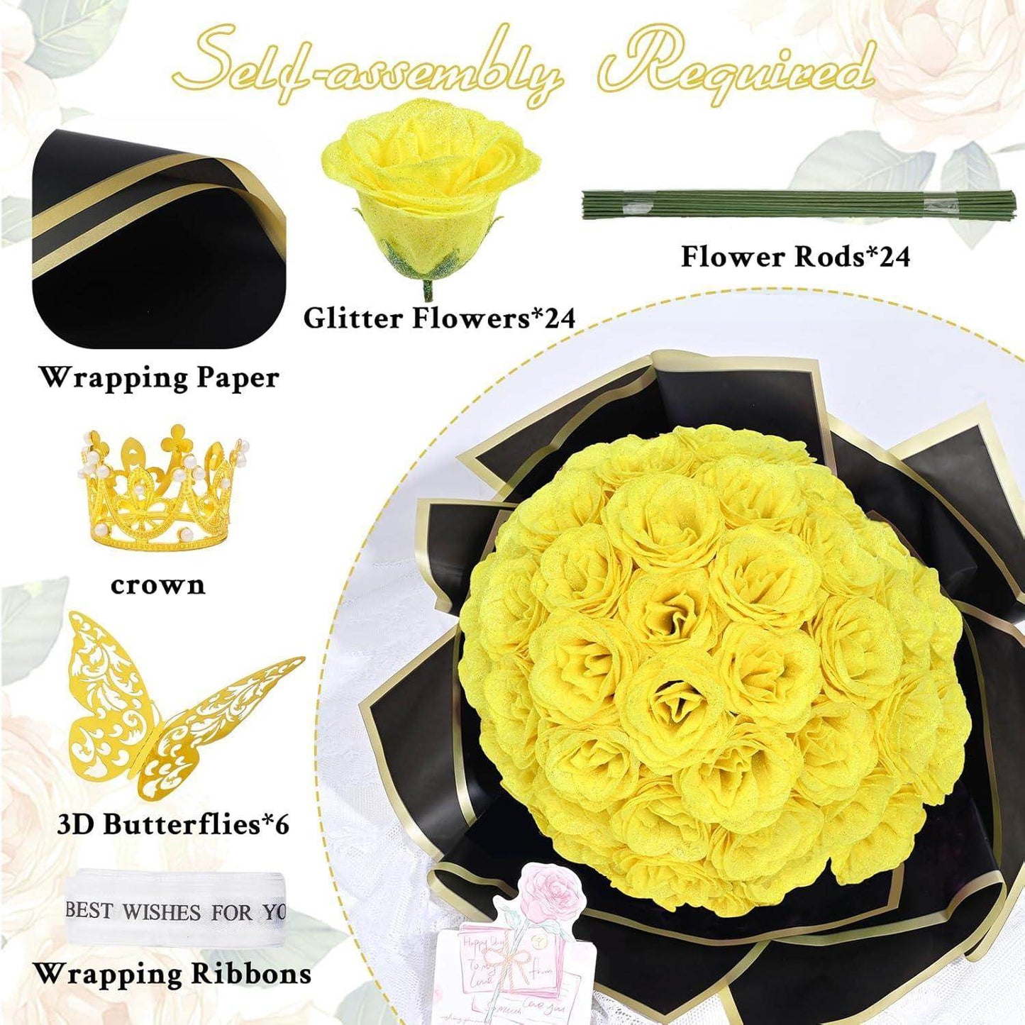 Glitter Everlasting Roses Bouquet - Unique Treasures