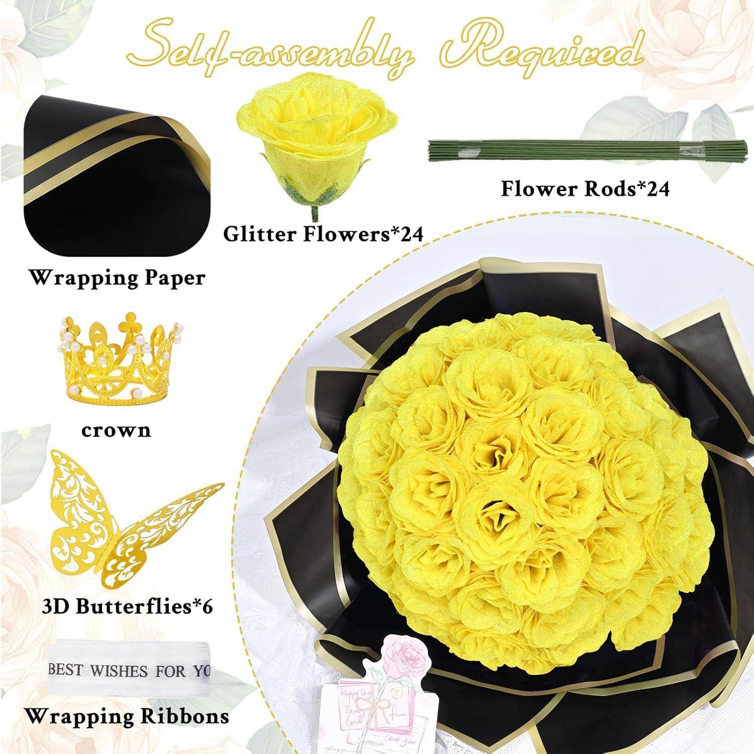 Glitter Everlasting Roses Bouquet - Unique Treasures