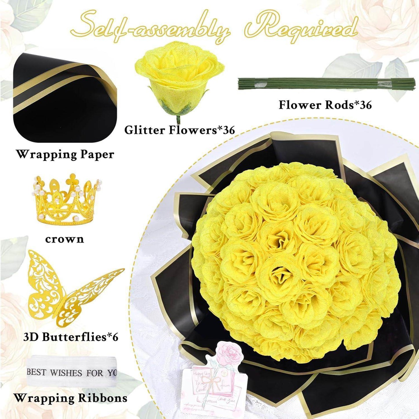 Glitter Everlasting Roses Bouquet - Unique Treasures